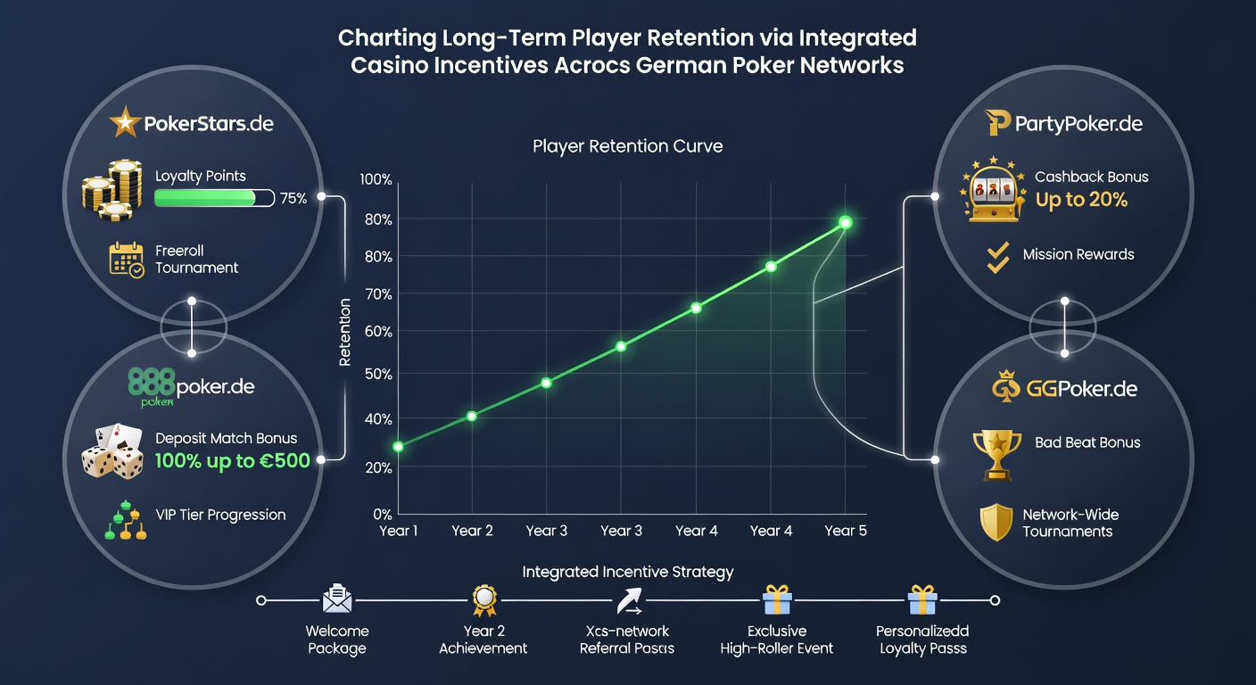 Detaillierte Grafik zu Spieler-Retention-Daten und Casino-Anreizen in Poker-Netzwerken